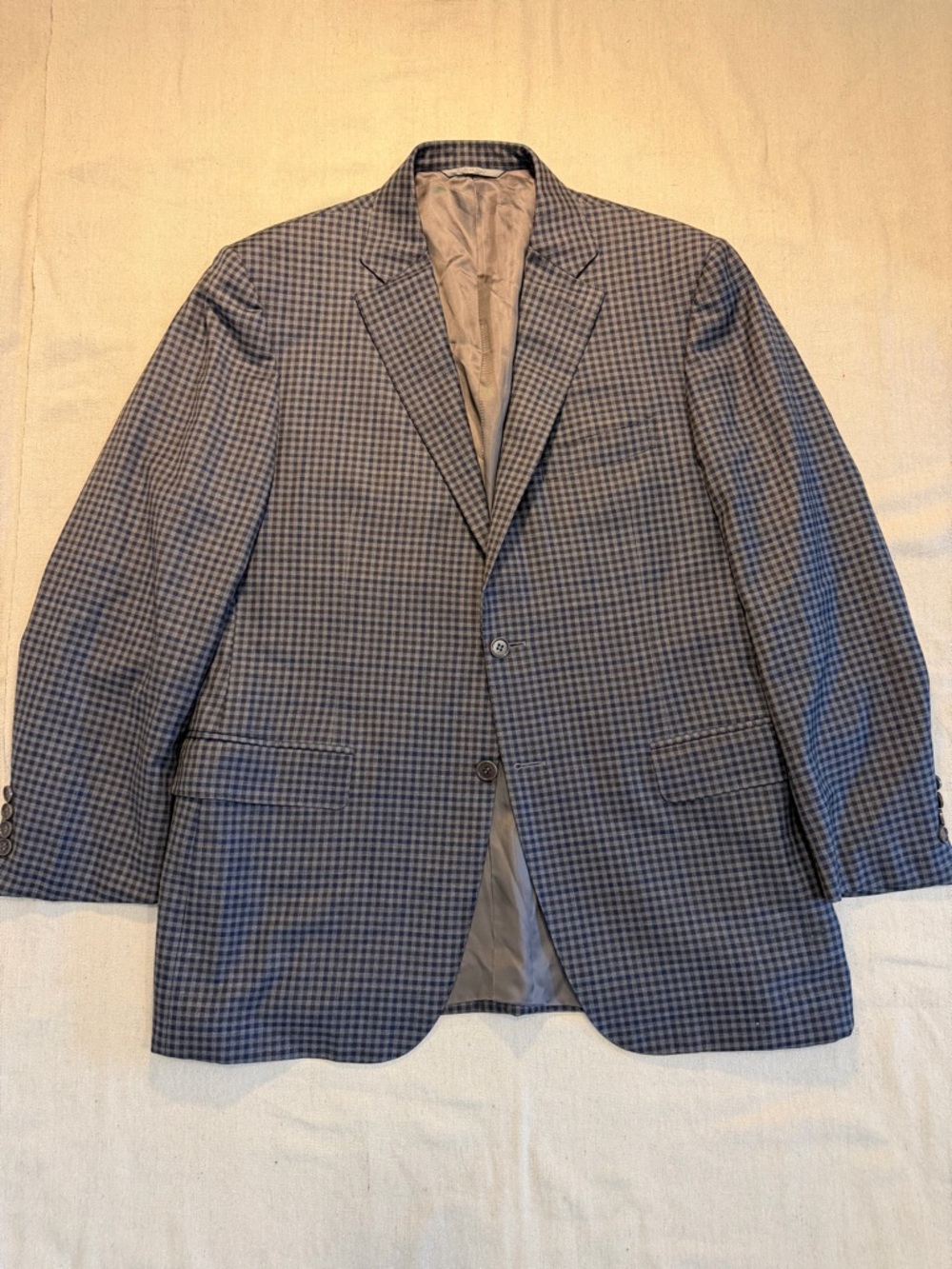 Canali Sport Coat Mens 52 EU Gray Plaid Wool 2 Button Blazer Italy Preppy